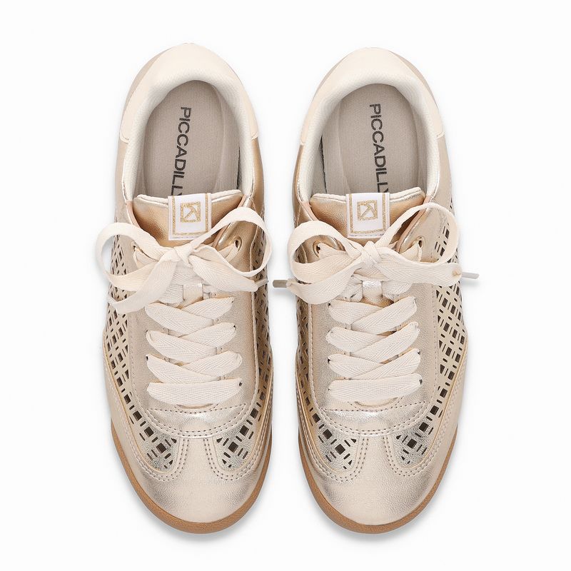 Tênis Kelly Rasteira Ouro com Off White